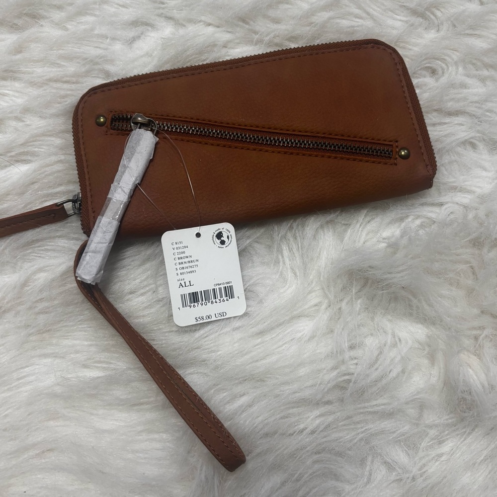 Free People Vegan Leather Wallet in Tan NEW